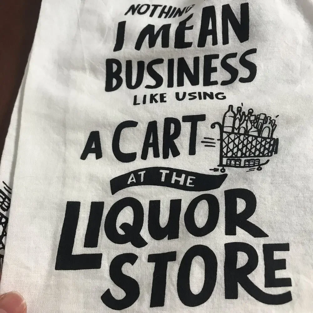 3/$20 Primitives By Kathy NWT White Cotton Black Graphic Dish Towel #101350